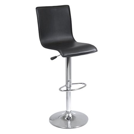 WINSOME Winsome 93145 High Back L Shape Air Lift Stool - Black and Metal 93145